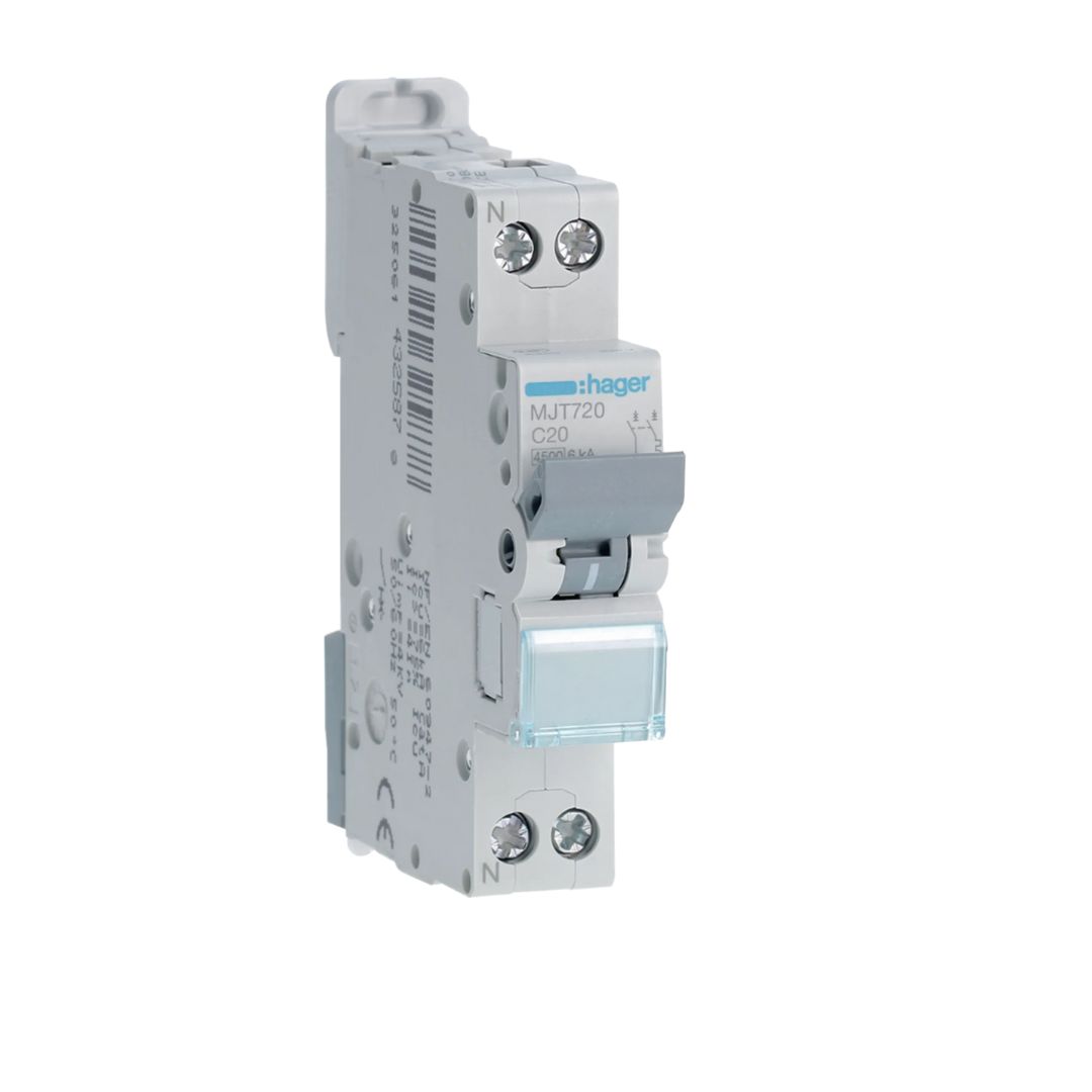 Disjuntor 1P+N 20A Curva C MJT720 da Hager