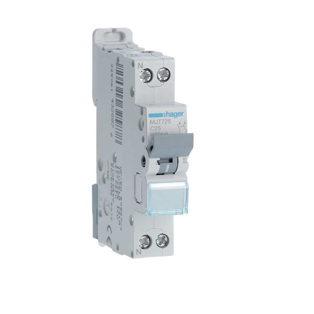 Disjuntor 1P+N 25A Curva C MJT725 da Hager