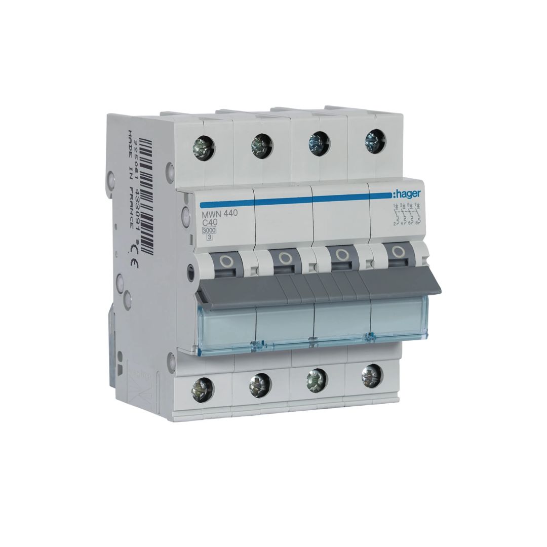 Disjuntor 4P 40A Curva C 3kA 4M MWN440 da Hager