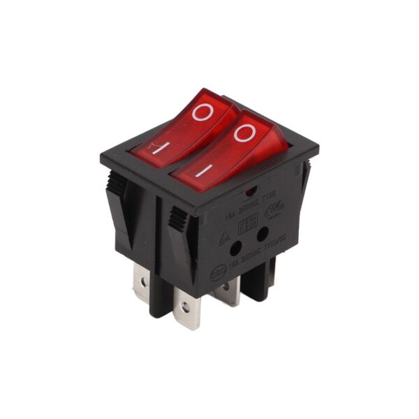 Interrutor Painel Largo 2 Botões Vermelho 230V | SOFLIGHT