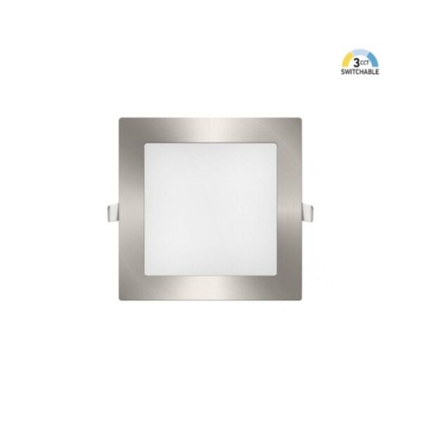 Downlight Encastrar Aço Escovado Quadrado 3CCT | LUXhome