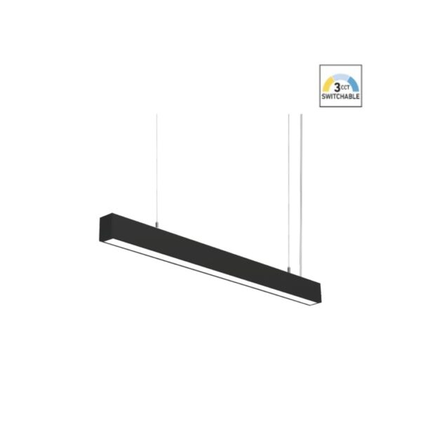 Luminária Suspensa Preta 120cm 48W 3CCT