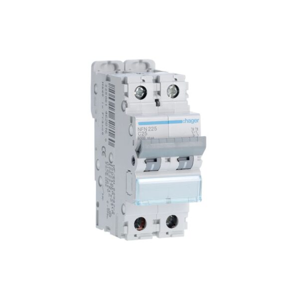 Disjuntor 2P 25A Curva C 6/10kA 2M NFN225 | Hager
